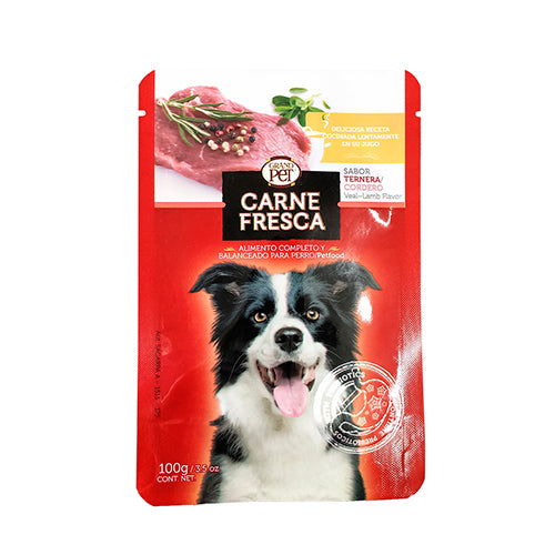 Carne Fresca Alimento húmedo para perros: Ternera-Cordero 100 gr